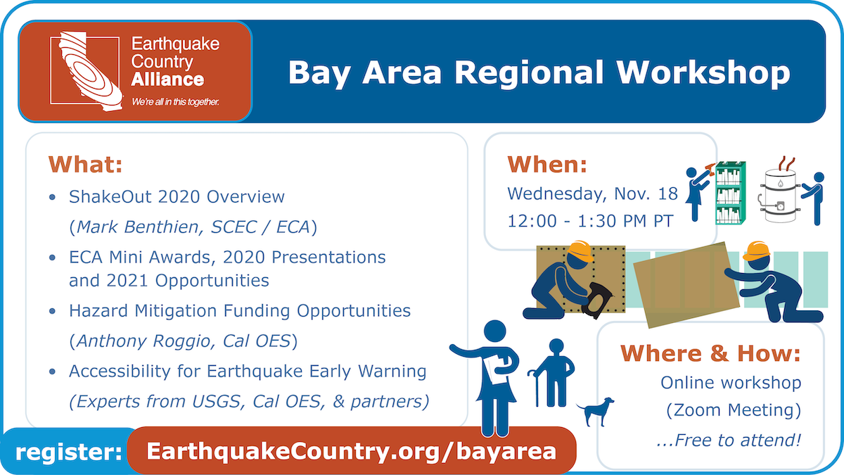 Promotional graphic for ECA Bay Area November 18 workshop, listing the speakers, topics, and date