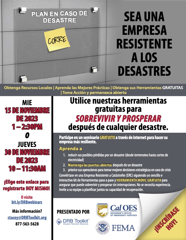 Image of Flyer about Resilient Workplace Webinar (Spanish)