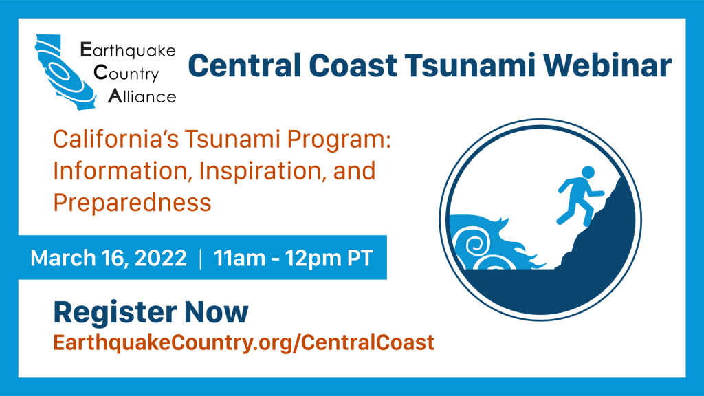 Promotional image for ECA Central Coast Tsunami Webinar March 16 2022