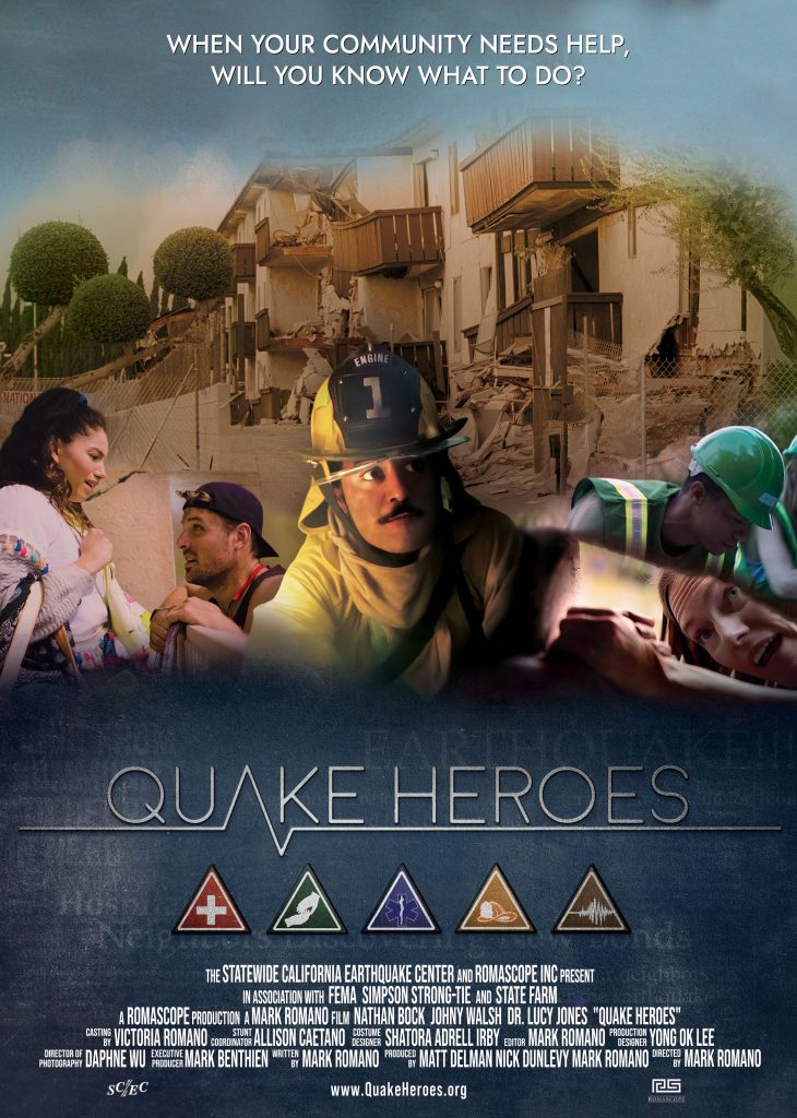 Quake Heroes movie poster with images from the film
